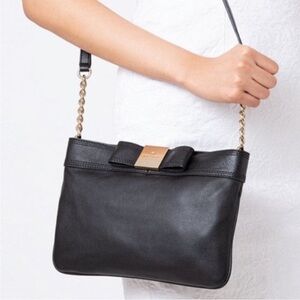 Kate Spade Primrose Hill Arica Black Leather Bow Crossbody